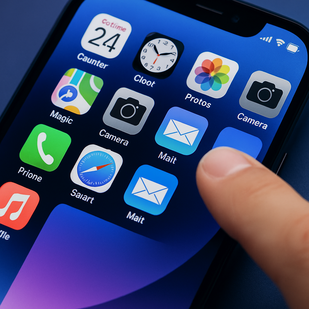 Tela inicial de smartphone com apps nativos instalados