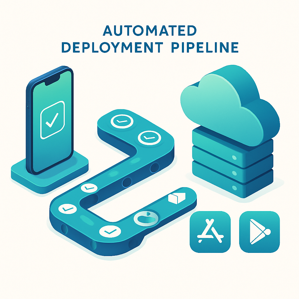 Visualização do processo automatizado de deploy para App Store e Google Play