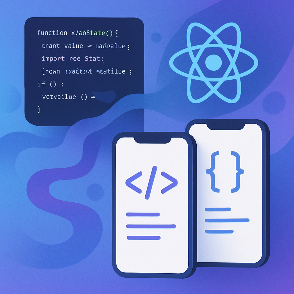 Representação visual do ecossistema React Native e JavaScript para apps mobile